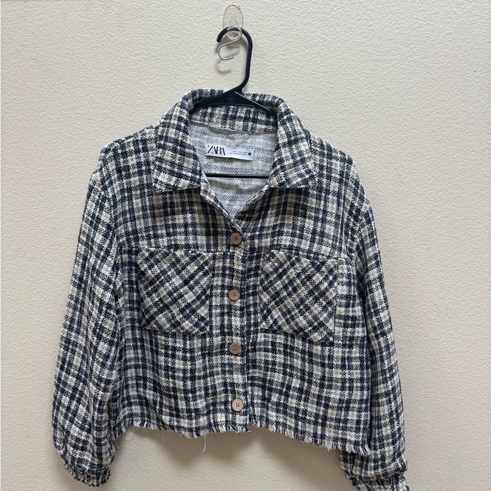 Zara Black and White Checkered Jacket
